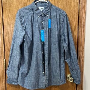 Mens denim pattern button down